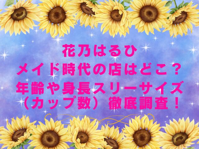 花乃はるひメイド時代の店はどこ？年齢や身長スリーサイズ（カップ数）徹底調査！