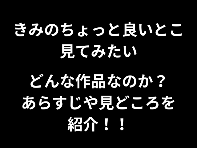 きみのちょっと良いとこ見てみたいどんな作品なのか？あらすじや見どころを紹介！！